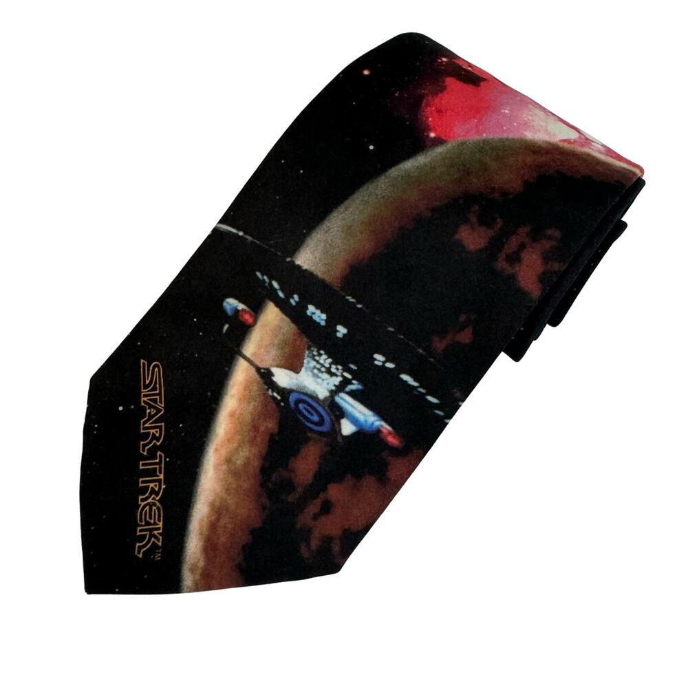 RALPH MARTIN Neck Tie Mens 58" Vintage 1996 Space Star Trek Klingon Battle Black